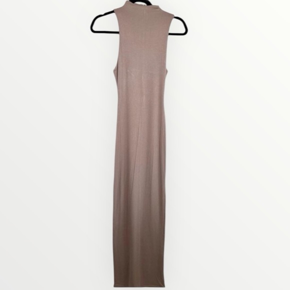 naked wardrobe Dresses & Skirts - Naked Wardrobe Beige Brown High Neck Sleeveless Fitted Maxi Dress Size Small